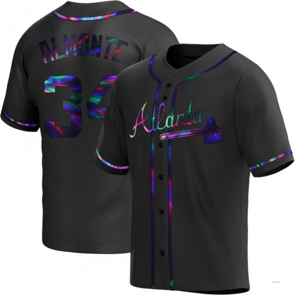 Atlanta Braves #34 AbGeneric171-1m Almonte Black Holographic Alternate Jersey Stitches Baseball Jerseys