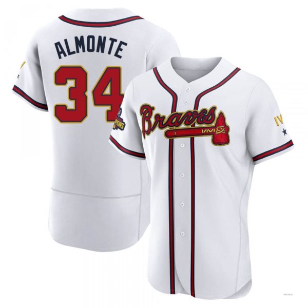 Atlanta Braves #34 AbGeneric171-1m Almonte Gold White 2022 Program Jersey Stitches Baseball Jerseys