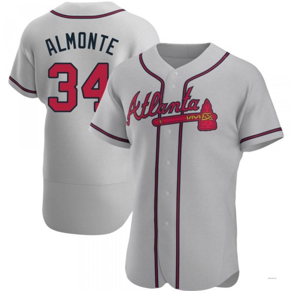 Atlanta Braves #34 AbGeneric171-1m Almonte Gray Road Jersey Stitches Baseball Jerseys