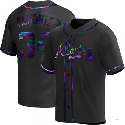 Atlanta Braves #34 AbGeneric171-1m Almonte Black Holographic Alternate Jersey Stitches Baseball Jerseys