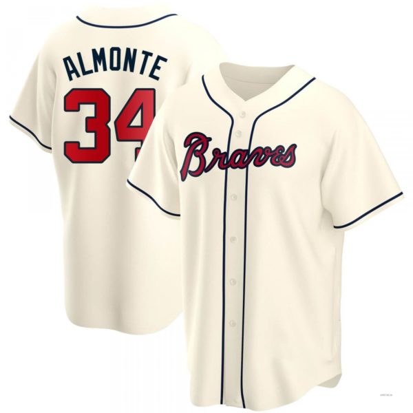 Atlanta Braves #34 AbGeneric171-1m Almonte Cream Alternate Jersey Stitches Baseball Jerseys