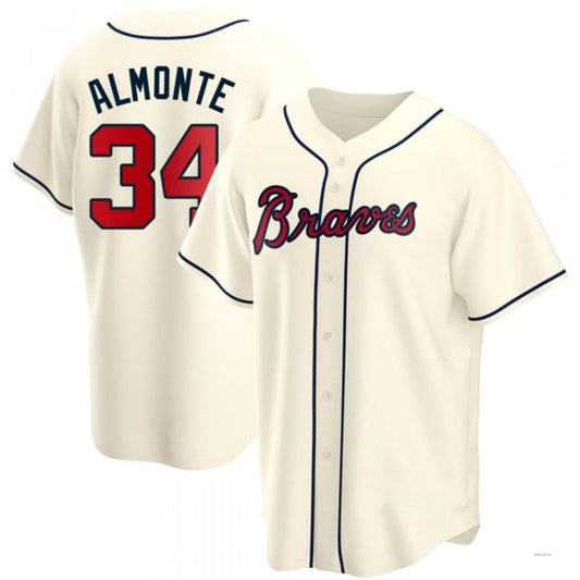 Atlanta Braves #34 AbGeneric171-1m Almonte Cream Alternate Jersey Stitches Baseball Jerseys