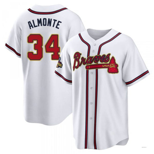 Atlanta Braves #34 AbGeneric171-1m Almonte Gold White 2022 Program Jersey Stitches Baseball Jerseys