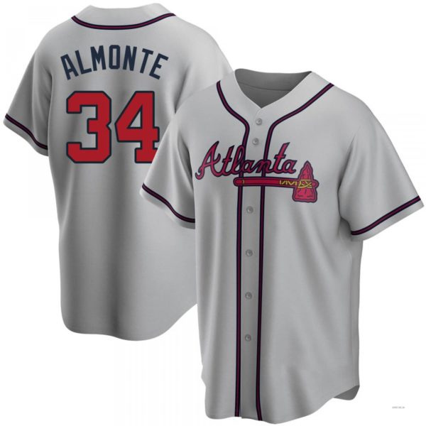 Atlanta Braves #34 AbGeneric171-1m Almonte Gray Road Jersey Stitches Baseball Jerseys