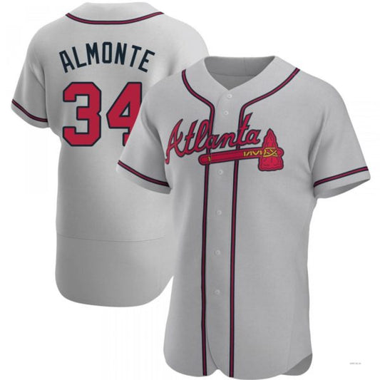 Atlanta Braves #34 AbGeneric171-1m Almonte Gray Road Jersey Stitches Baseball Jerseys