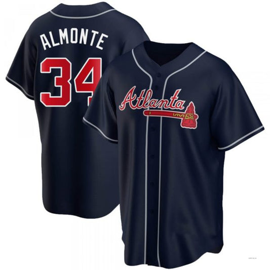 Atlanta Braves #34 AbGeneric171-1m Almonte Navy Alternate Jersey Stitches Baseball Jerseys