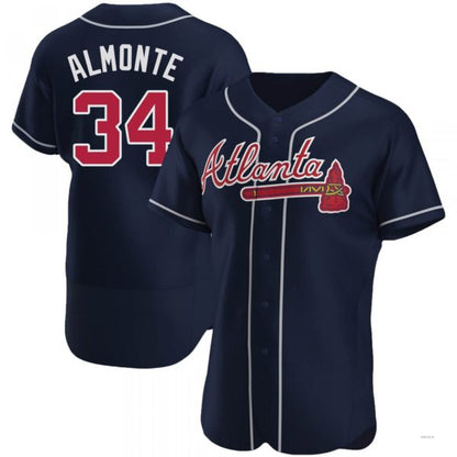 Atlanta Braves #34 AbGeneric171-1m Almonte Navy Alternate Jersey Stitches Baseball Jerseys