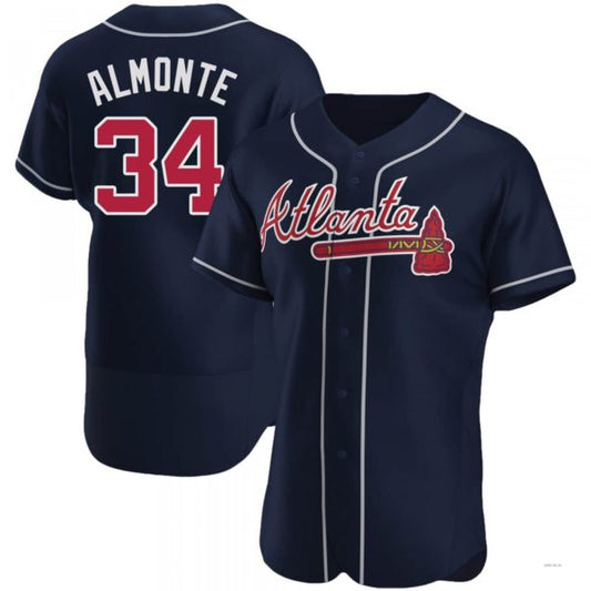 Atlanta Braves #34 AbGeneric171-1m Almonte Navy Alternate Jersey Stitches Baseball Jerseys