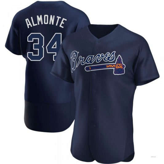 Atlanta Braves #34 AbGeneric171-1m Almonte Navy Alternate Team Name Jersey Stitches Baseball Jerseys