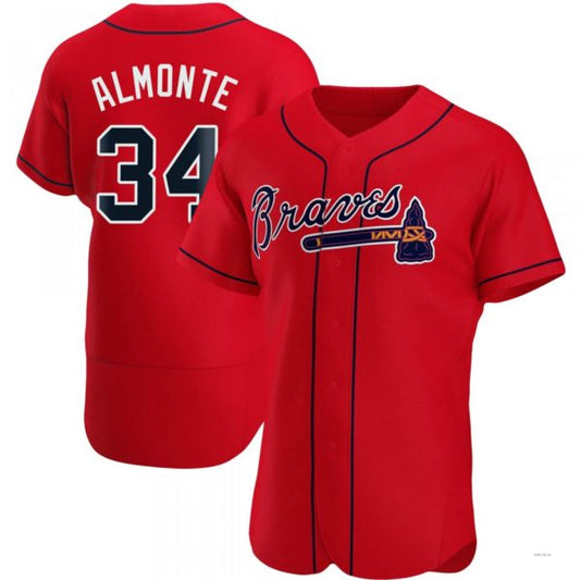 Atlanta Braves #34 AbGeneric171-1m Almonte Red Alternate Jersey Stitches Baseball Jerseys