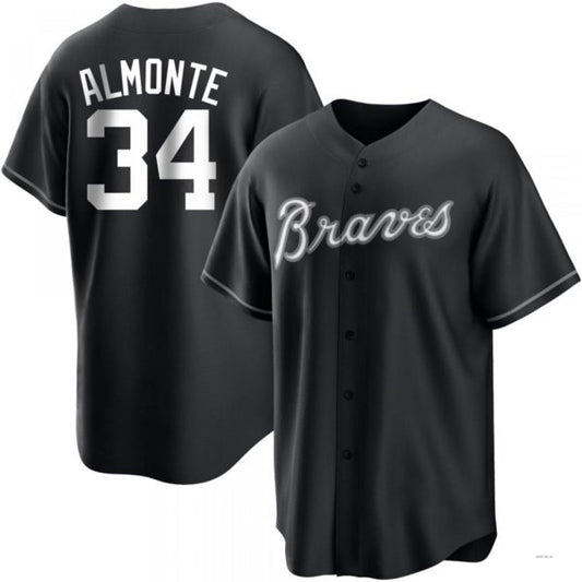 Atlanta Braves #34 AbGeneric171-1m Almonte White Black/ Jersey Stitches Baseball Jerseys