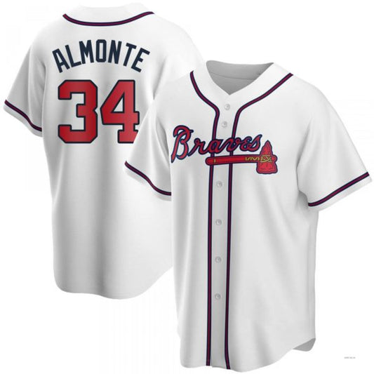 Atlanta Braves #34 AbGeneric171-1m Almonte  White Home Jersey Stitches Baseball Jerseys