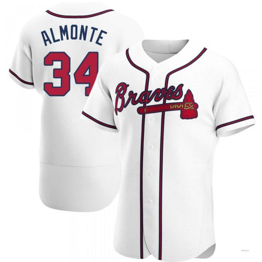 Atlanta Braves #34 AbGeneric171-1m Almonte White Home Jersey Stitches Baseball Jerseys